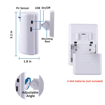 Motion Sensor Alarm, Long Range Wireless Driveway Alarm, Indoor Home Security System Electric Doorbells, 4 Motion Detector and 2 Alarm, 38 Chime Tunes, LED Indicator