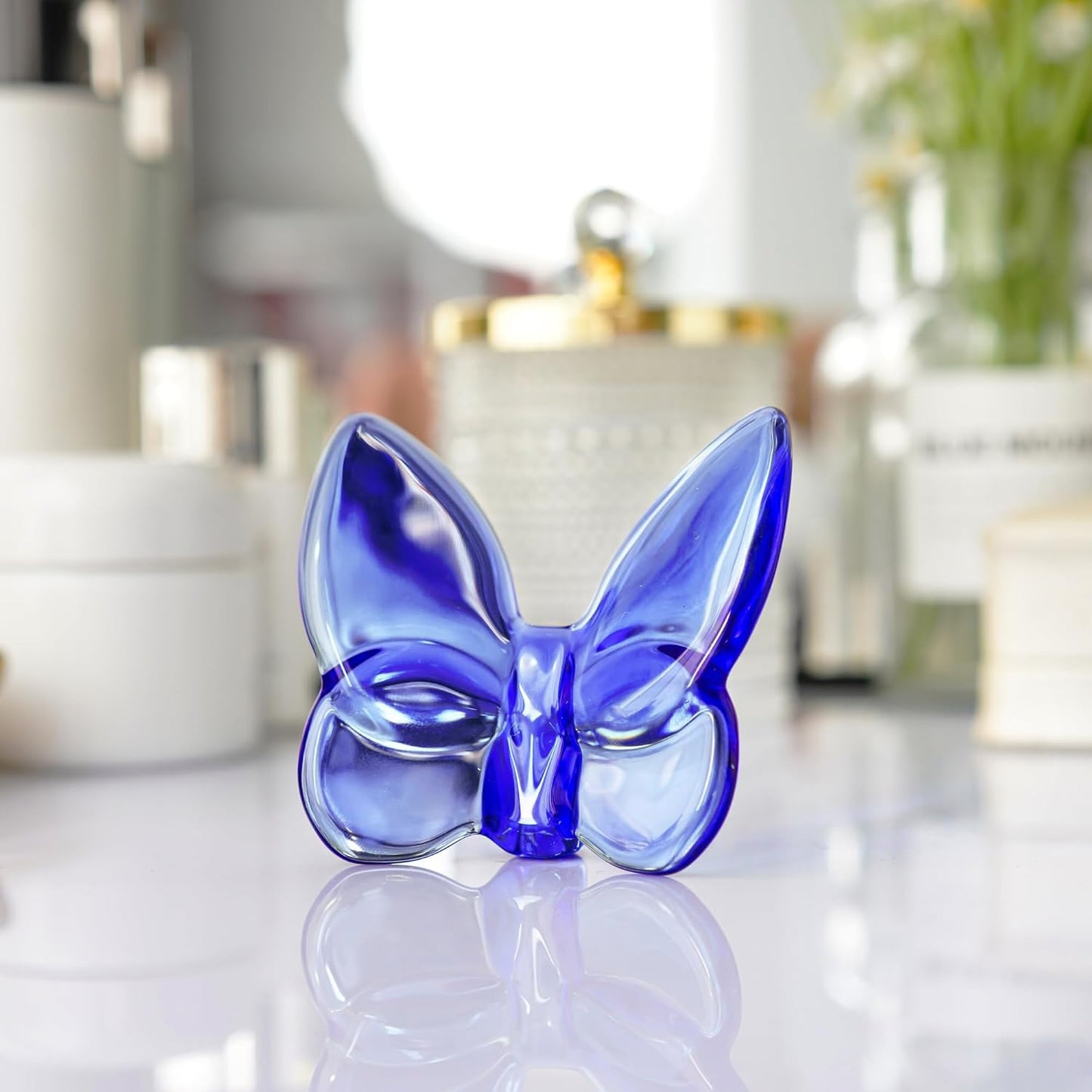 kanpura Blue Crystal Butterfly Figurine,Flying Butterfly Figurine, Glass Butterfly Ornament,Crystal Animal Collectible for Christmas Home Decor