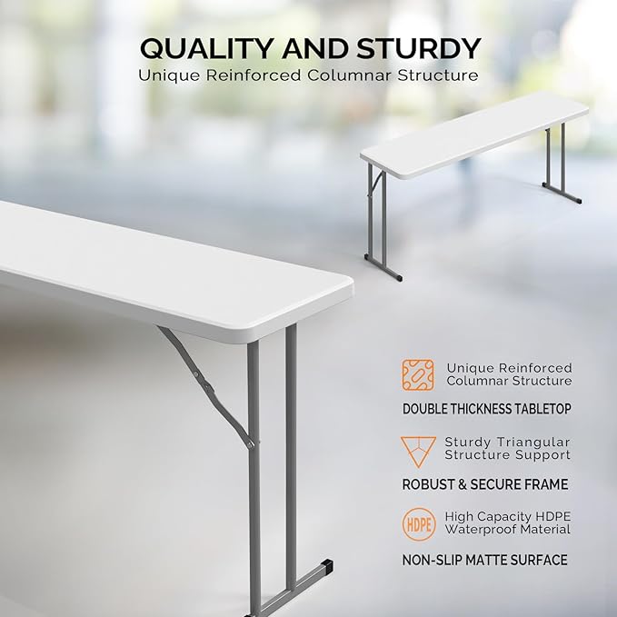 VINGLI 5 FT Narrow Folding Table, Home Work