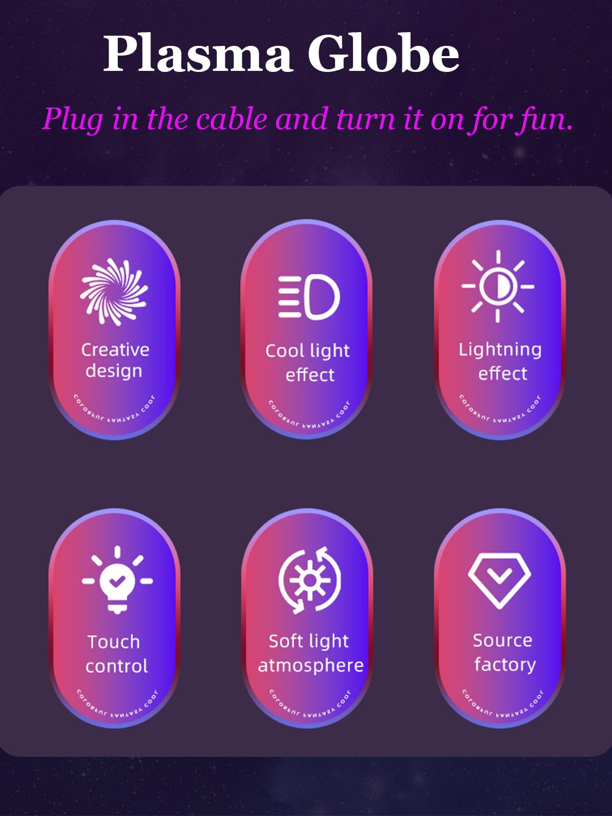 Etigood Plasma Ball, Touch Sensitive Plasma Globe Lamp, Plug-in Crystal Ball for Gifts, Birthday, Party, Halloween, Christmas, Science Decor for Bedroom, Living Room, Office