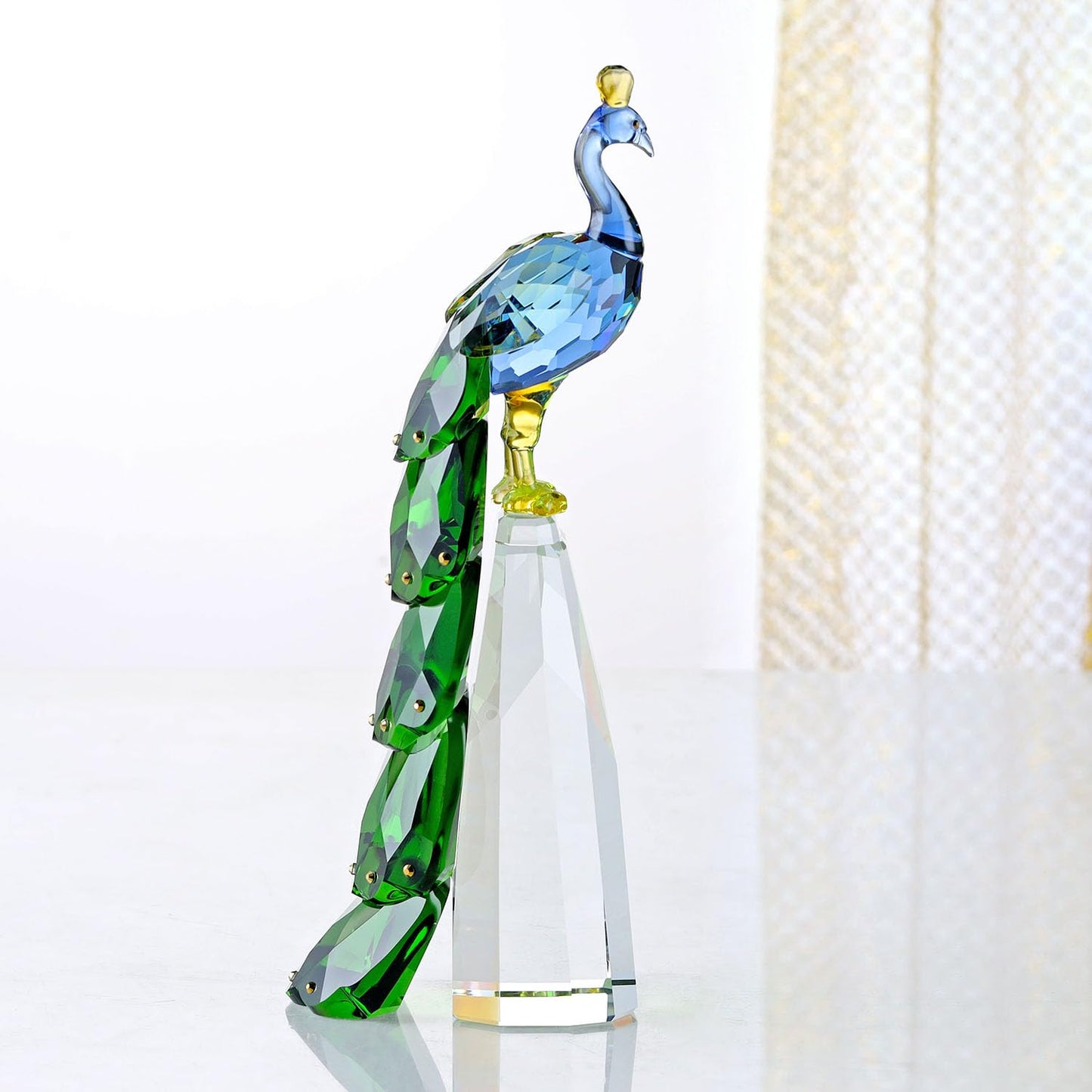 DOJOZ Crystal Peacock Figurine Handmade Art Animal Home Decor Statue Home Decoration