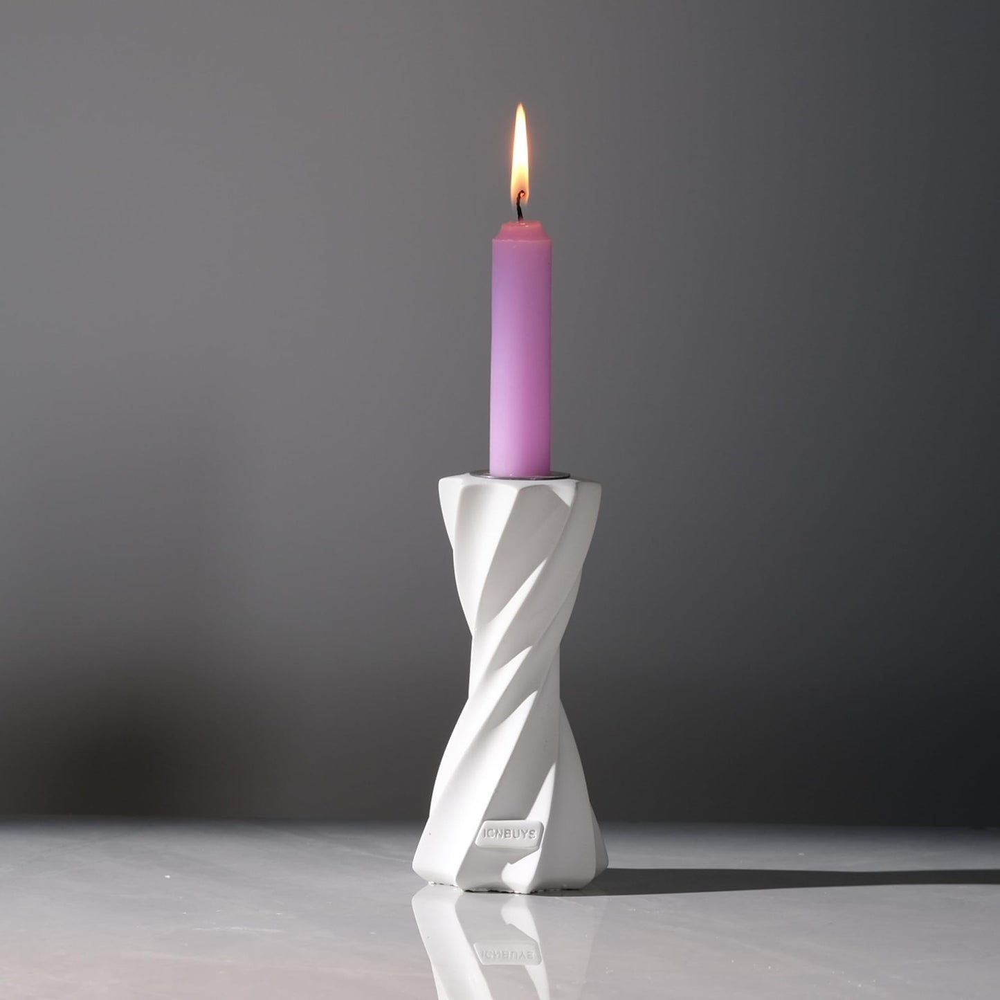 ICNBUYS Twizzle Twist Candle Holder, Decorative Candle Holder for Table Display, Romantic Decoration, Unique Home Décor Aesthetic, Housewarming Gift, Sculpture Candle Stand Height 5.7 inches - Cement