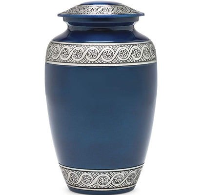 Eternal Harmony Cremation Urn for Human Ashes | Memorial Urn Carefully Handcrafted with Elegant Finishes to Honor and Remember Your Loved One | Adult Urn Large Size with Beautiful Velvet Bag (Blue)