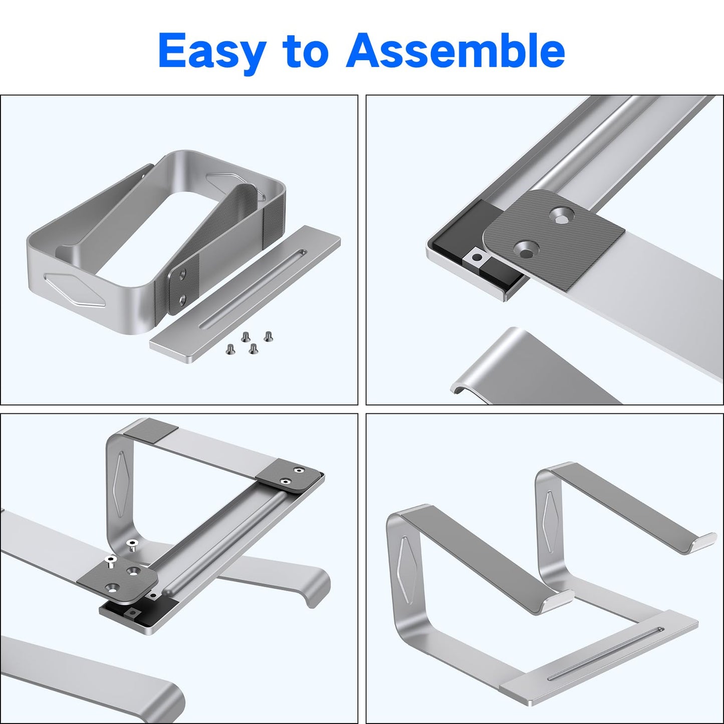 Tonmom Laptop Stand for Desk, Metal Laptop Riser Holder, Removable Notebook Stand Ventilated Cooling Computer Riser Compatible with 10-15.6” Laptops