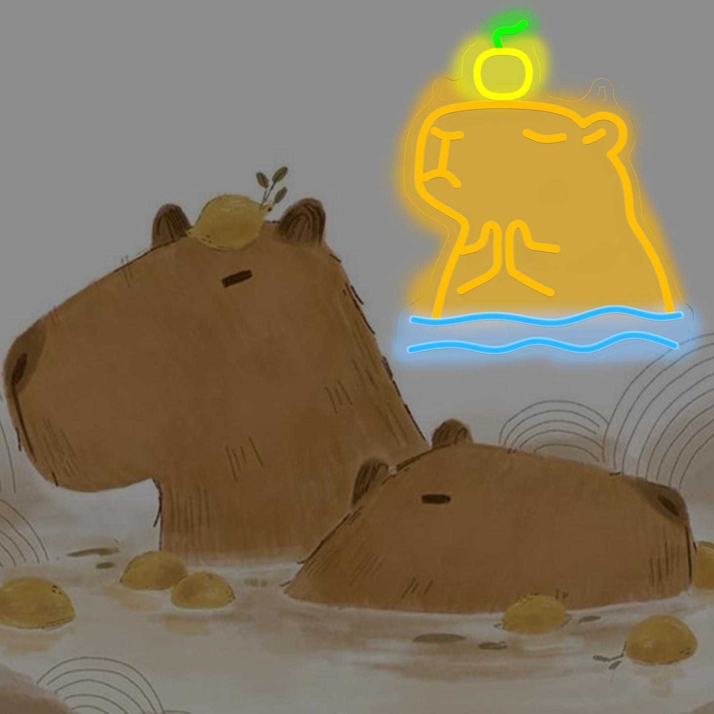 Attivolife Capybara Sign for Wall Decor, Light up Cute Animal Shape LED Lamp with Dim USB Powered, Unique Home Children's bedroom Business Shop Bar Party Decor Birthday Christmas Day Gift for Kids