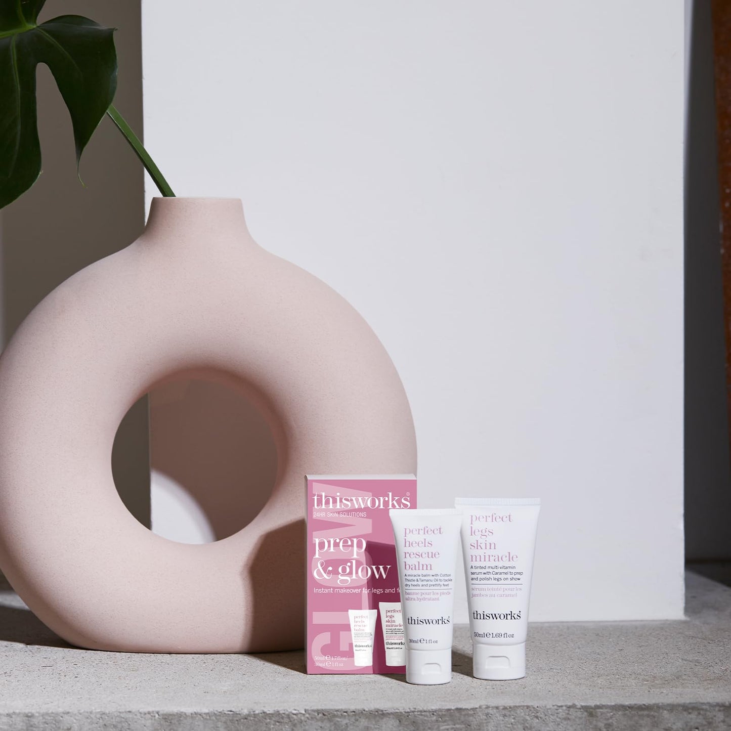 This Works Prep and Glow Gift Set - Travel Size Kit with Perfect Legs Skin Miracle and Perfect Heels Rescue Balm Foot Cream - Nourishing & Hydrating Bodycare Duo