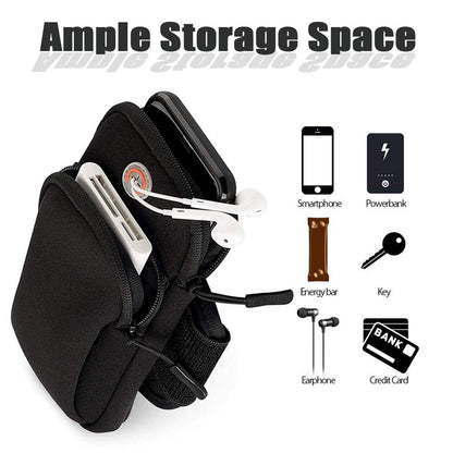 MOVOYEE Phone Holder for Running Armband iPhone 17 16 16e 15 14 13 12 11 Pro Max XS XR Plus Mini Galaxy Ultra S26 S25 S24 S23 S22 S21 Note 20 10 Pouch Bag, Arm Band Sleeve Fit Sport Gym Hiking Black