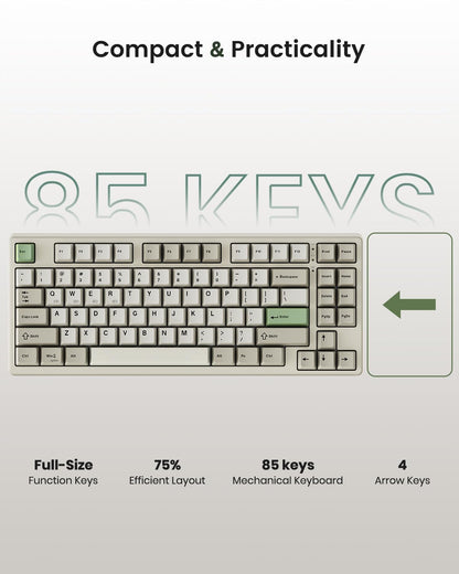 Wireless Mechanical Keyboard,Gasket Mounted with Creamy Sound,Bluetooth/2.4GHz/USB-C,Custom Hot Swappable,RGB Backlit,75% Compact Layout for Gaming/Typing/Win/Mac/PC (Retro Beige,Linear Switch)