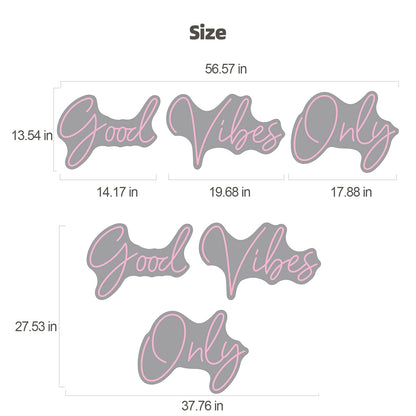 Good Vibes Only Neon Signs for Wall Decor -56.57" x 13.5" Pink large Neon Sign LED Art Decorative Lights with Dimmable for Bedroom Home, Club Bar and Party Decor