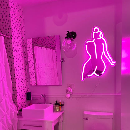 Ajoyferris Lady Back Neon Sign Dimmable LED Lady Sign Woman Neon Sign Sexy Lady Neon Signs for Bedroom Man Cave Bar Store Home Party Art Decor Gifts(16X11 inches,Blue)