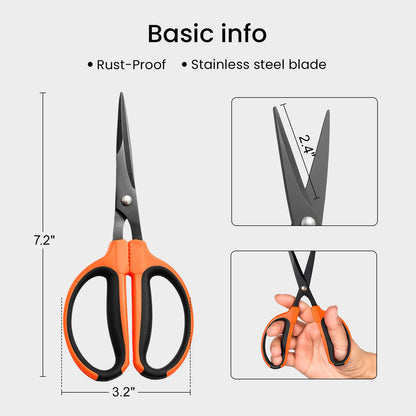 GROWNEER 3 Packs Trimming Scissors Teflon Coated Non Stick Blades Pruning Shears Gardening Hand Pruning Snips with Straight Stainless Steel Precision Blade