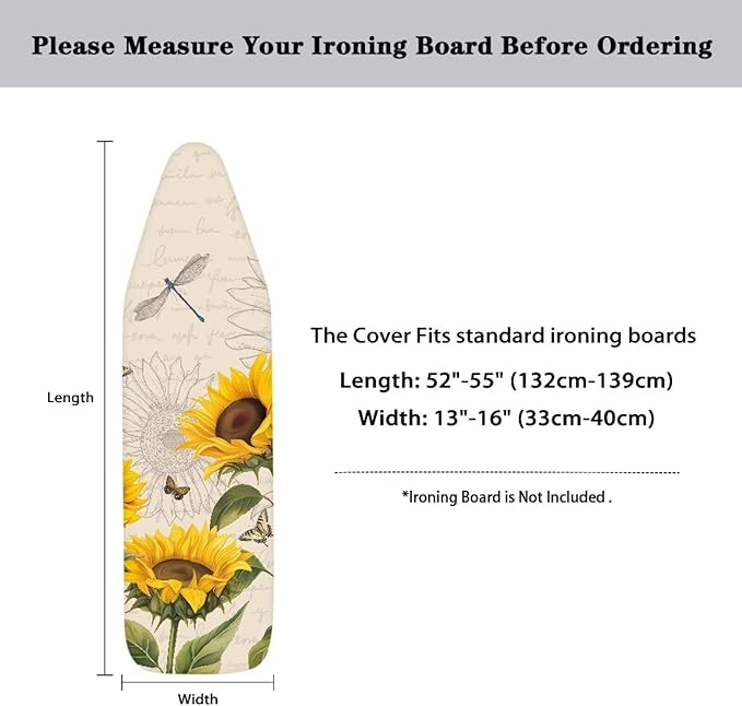 Dragonfly Sunflower Ironing Board Cover and Pad Standard Size Iron Board Covers