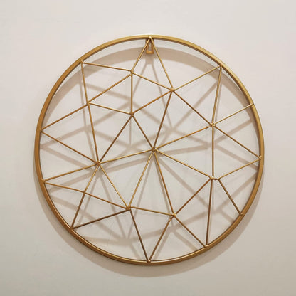 Yamfurvo Round Wall Gird Panel, Hanging Display Stands, Multifunctional Wire Photo Momo Organizer & Shelves for storage, Decorative Wall Storage Organizer Rack, Gold