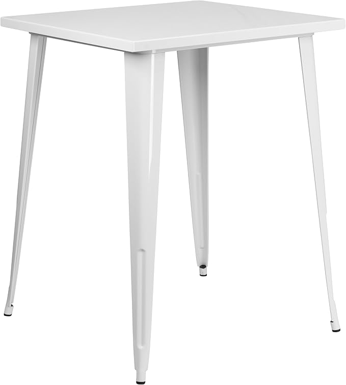 Flash Furniture Nolan Commercial Grade 31.5" Square White Metal Indoor-Outdoor