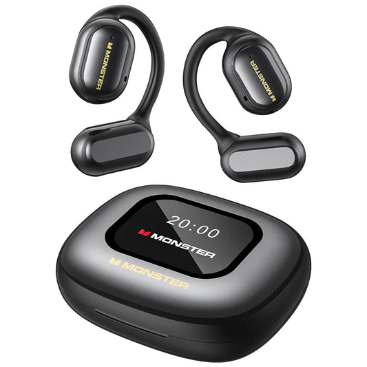 Monster Open Ear Headphones Touch Screen Earbud, Open Touch Pro 100 Wireless Earbuds Support TF Card, Bluetooth Earbuds with ENC Clear Talk, Multiple EQ Modes, Comfort Earhooks, IPX5, 30H Playback