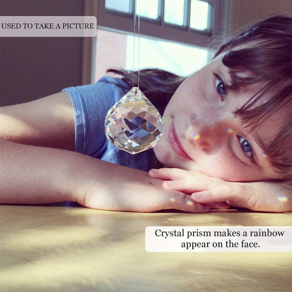 MerryNine 40mm Clear Crystal Ball Prism Sunshine Catcher Rainbow Pendants Maker, Hanging Crystals Prisms for Windows, for Feng Shui, for Gift(40mm/1.57" 10pack)