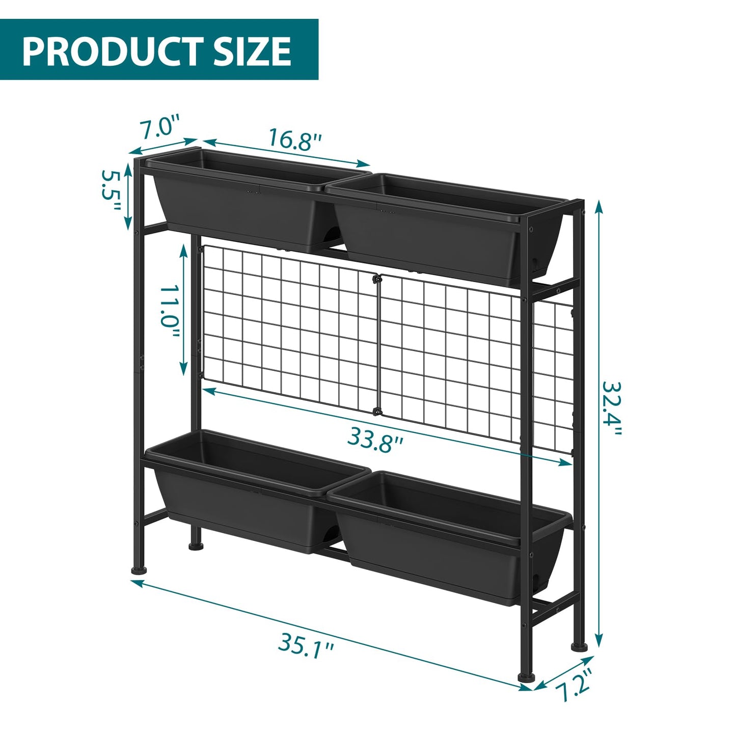 OYEAL Raised Garden Beds Outdoor with Legs 32" Tall Herb Garden Planters Box Raised Flower Beds for Gardening, Vertical Privacy Planter with Trellis for Patio, Porch, Backyard, Balcony, Grey