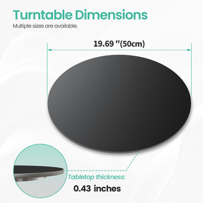 19.7" Lazy Susan Turntable–360° Sinteredstone Silent Anti-Slip Turntable, Table Top Centerpiece for Kitchen, Pantry, Spice Rack, Refrigerator & Dining Table, Black