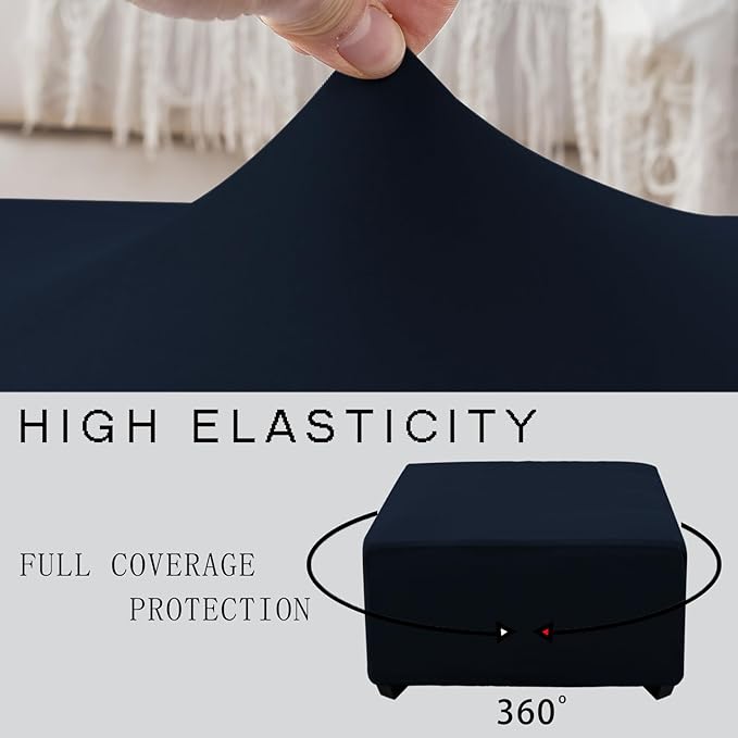 Super Stretch 40x40x15 inch Square Ottoman Cover- Soft Form Fit Ottoman Cover