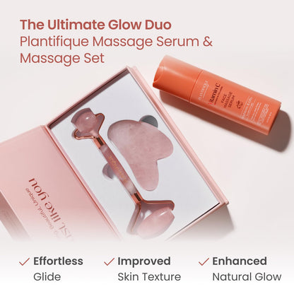 PLANTIFIQUE Jade Roller & Gua Sha Set – Real Jade Facial Tools for Skin Care Routine – Certified Face Massager for Radiant Skin