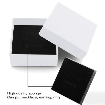 Coobbar Necklace Earring Ring Box Gift Box,12 Pieces Square Cardboard Jewelry Gift Boxes,Cotton Filled Cardboard Paper Jewelry Box Gift Case (2.75x2.75x1 Inches) (White)