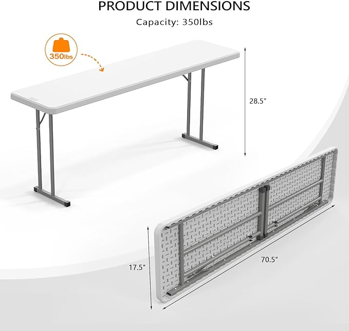 VINGLI 6 FT Narrow Folding Table, Home Work