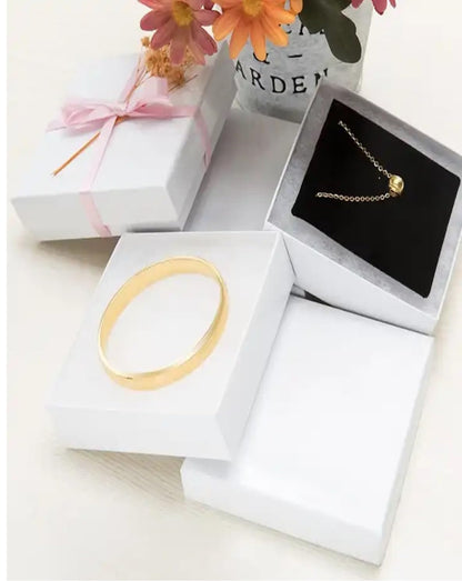 RJ Displays 6 Pack Cotton Filled White Color Paper Cardboard Jewelry Necklace Bracelets Watch Gift and Retail Boxes Size 7 1/8" x 5 1/8" x 1 1/8" Inch (White)