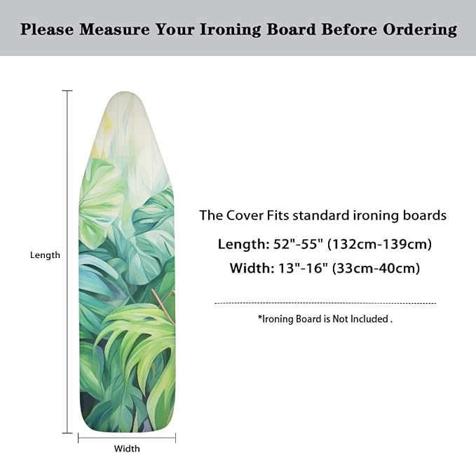 Tropical Palm Tree Leaves Ironing Board Cover and Pad 15 x 54 Heavy Duty Iron