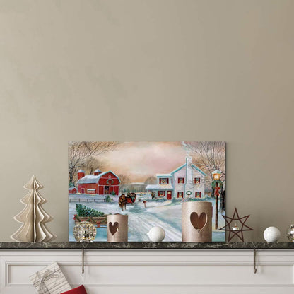 Renditions Gallery Christmas Tree Farm Wall Art, Country Winter Scene with Red Barn, Charming Decorations, Premium Gallery Wrapped Canvas Decor, Ready to Hang, 8 in H x 12 in W, Made in America