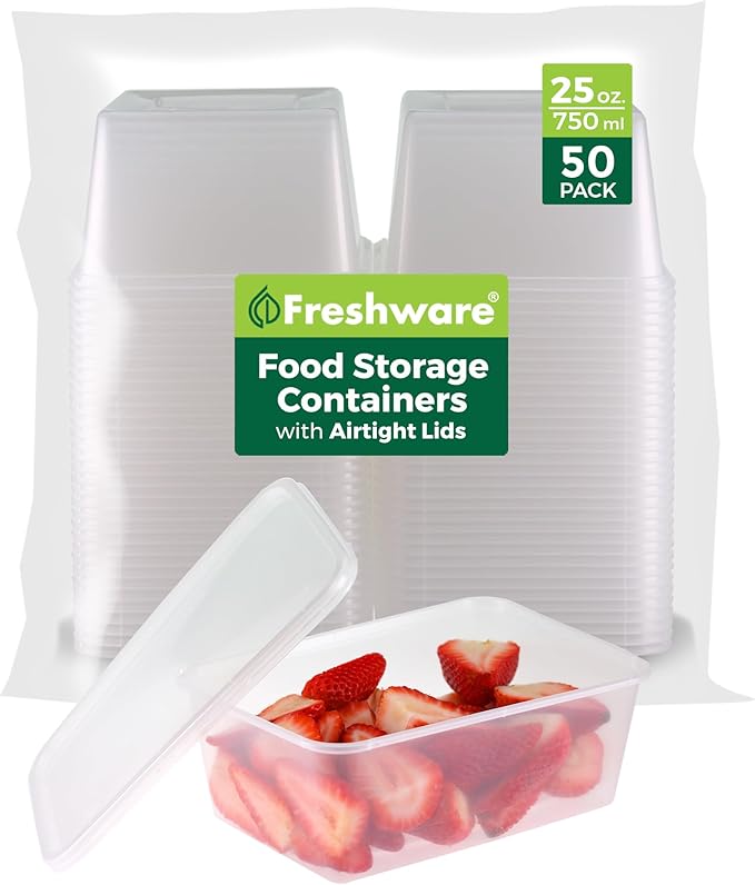 Freshware Food Storage Containers 25 oz Plastic Deli Containers
