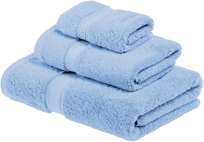 SUPERIOR Egyptian Cotton Pile 3 Piece Towel Set, Includes 1 Bath, 1 Hand
