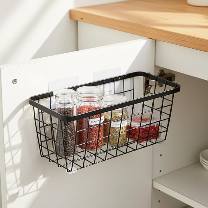 4 set Hanging Wall Basket Organizer, Over the Cabinet Door Wire Baskets
