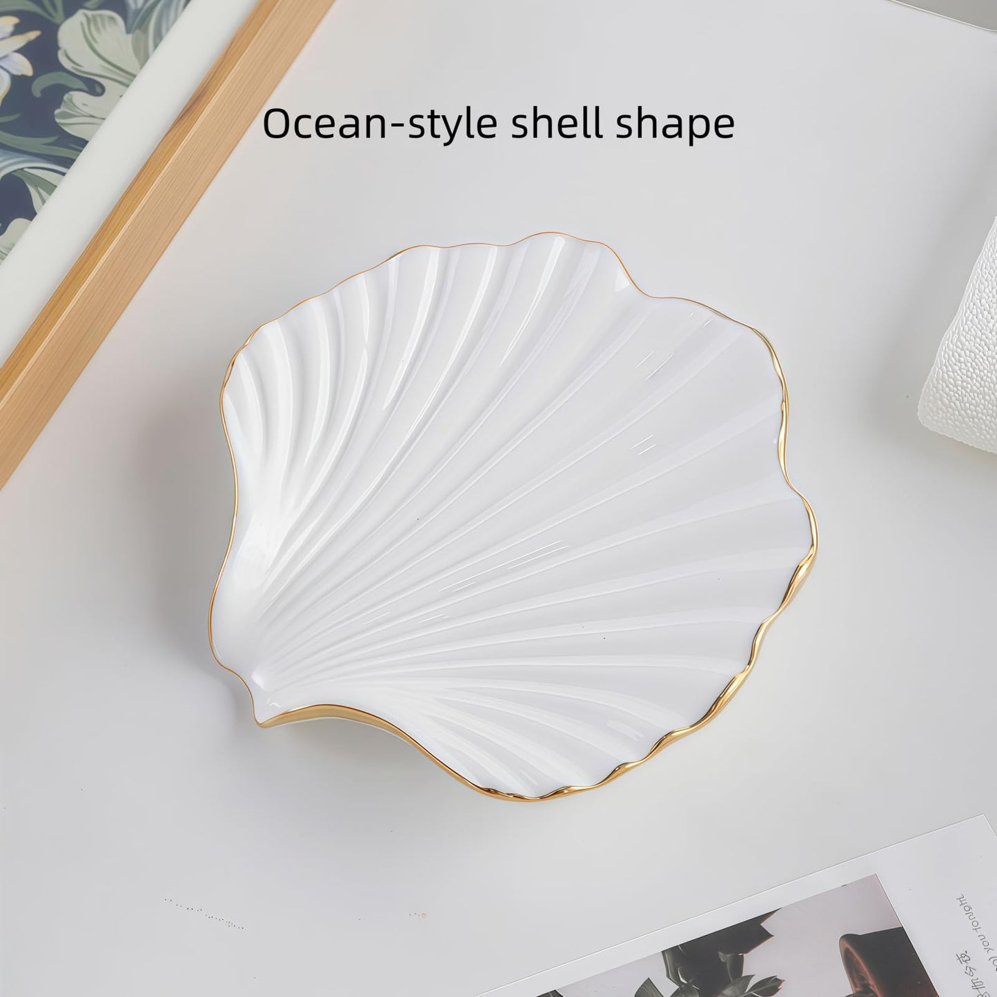 Shell-Shaped Soap Dish with Self-Draining Design Glaze, Easy to Clean, Ocean-Style Home Decoration, Creative Gift