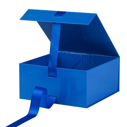 OEMVALATY Blue Gift Box,10x10x5 Inches Gift Boxes with Lids for Presents with Magnetic Closure and Ribbon for Wedding,Storage,Birthday