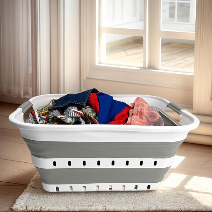 SAMMART 42L Collapsible Plastic Laundry Basket