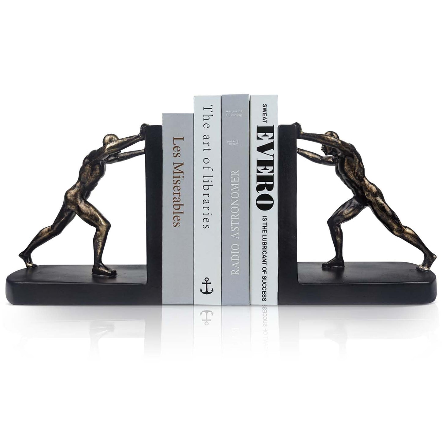 LIFFY Man Decorative Book Ends,7" Resin Non Skid Bookends for Heavy Books,Bookends for Shelves Decorative,Creative Shelf Decorations to Hold Books for Bookshelf,Home,Office,Study