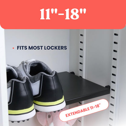 Home in Bold Metal Adjustable Locker Shelf | Heavy Duty Powder-Coated Steel Locker Organizer for School & Gym (Matte Black)