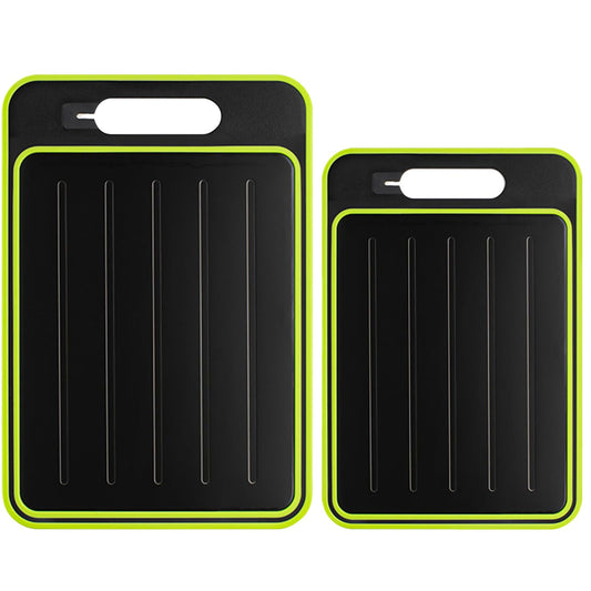 Cutting Board Double Sided,2 Pcs Vegetable Board With Sharpening Stone,Large Size+Small Size,Food Grade Stainless steel and Wheat straw PP Material,Eco-Friendly and Easy to Clean (black)