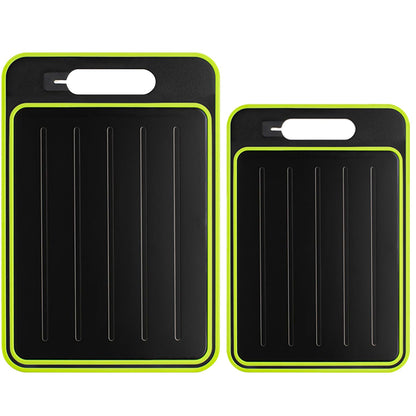 Cutting Board Double Sided,2 Pcs Vegetable Board With Sharpening Stone,Large Size+Small Size,Food Grade Stainless steel and Wheat straw PP Material,Eco-Friendly and Easy to Clean (black)