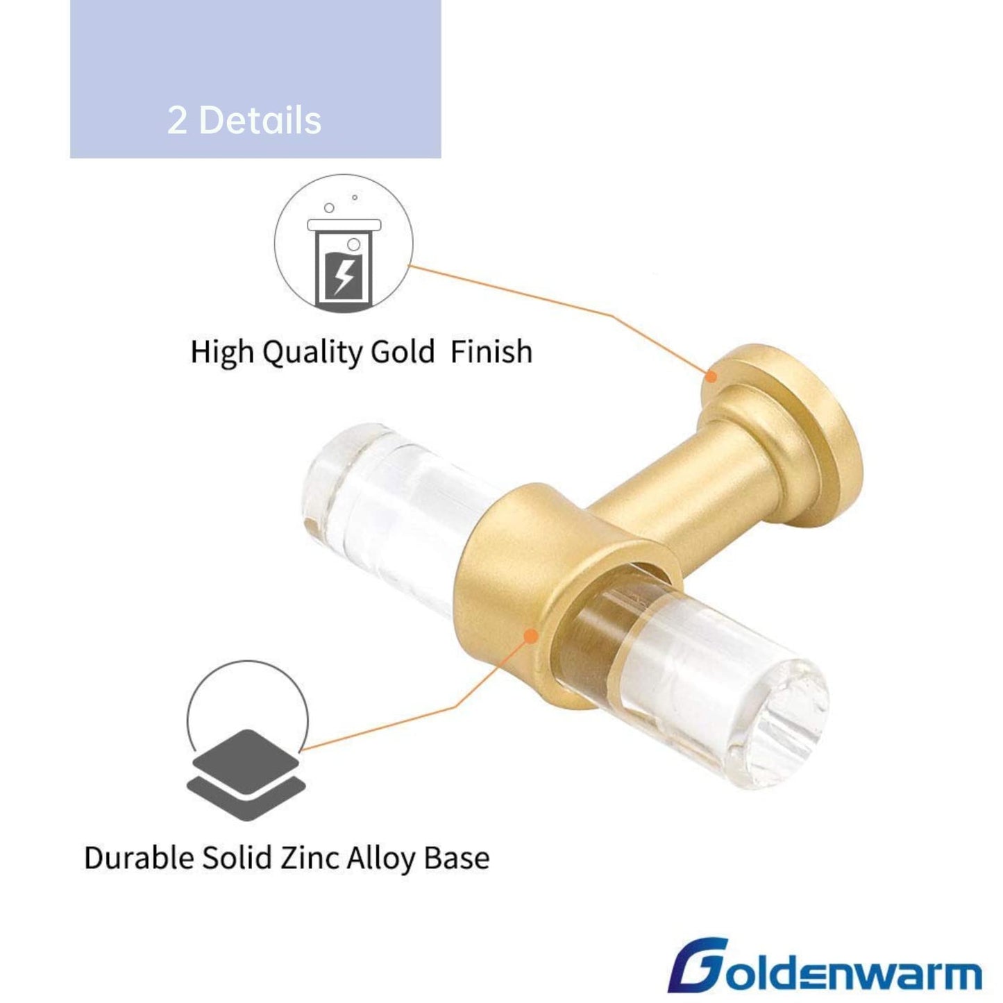 Goldenwarm 25 Pack 5 Inch Kitchen Cabinet Handles Gold Drawer Pulls Crystal Acrylic with Brushed Brass Handles for Cabinets Dresser Cupboard Wardrobe
