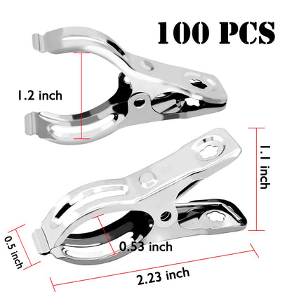 BESTEEL Upgraded 100 PCS Garden Clips, Greenhouse Clamps 100% Stainless Steel Heavy Duty Greenhuose Clips for Netting - Strong Grip to Hold Down Shade Cloth or Plant Cover on Garden Greenhouse Hoops