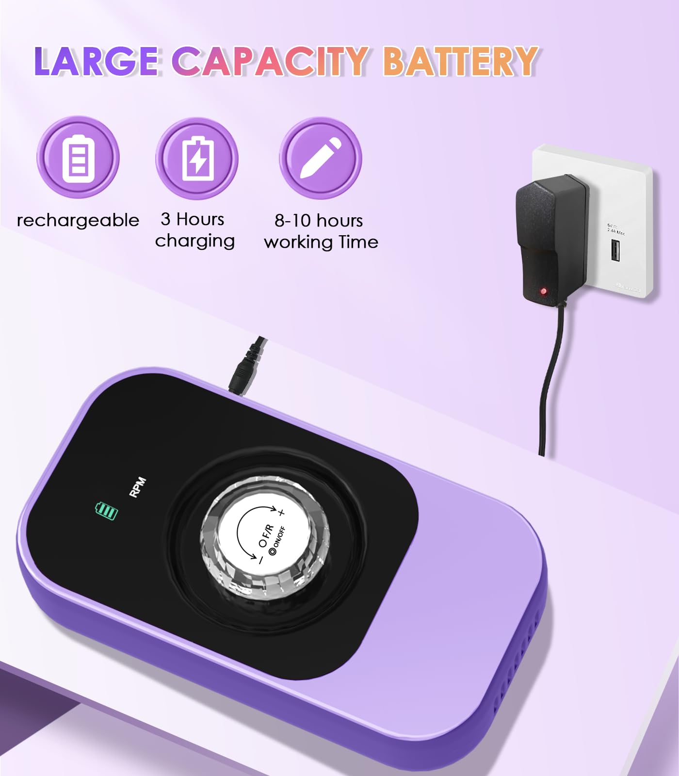 Portable Nail Drill Electric File: 40000RPM Professional Rechargeable Nail E-File Machine, Cordless Nail Drill with Bits & Base for Acrylic Nails Remove Nail Gel Polish Manicure for Salon Home, White