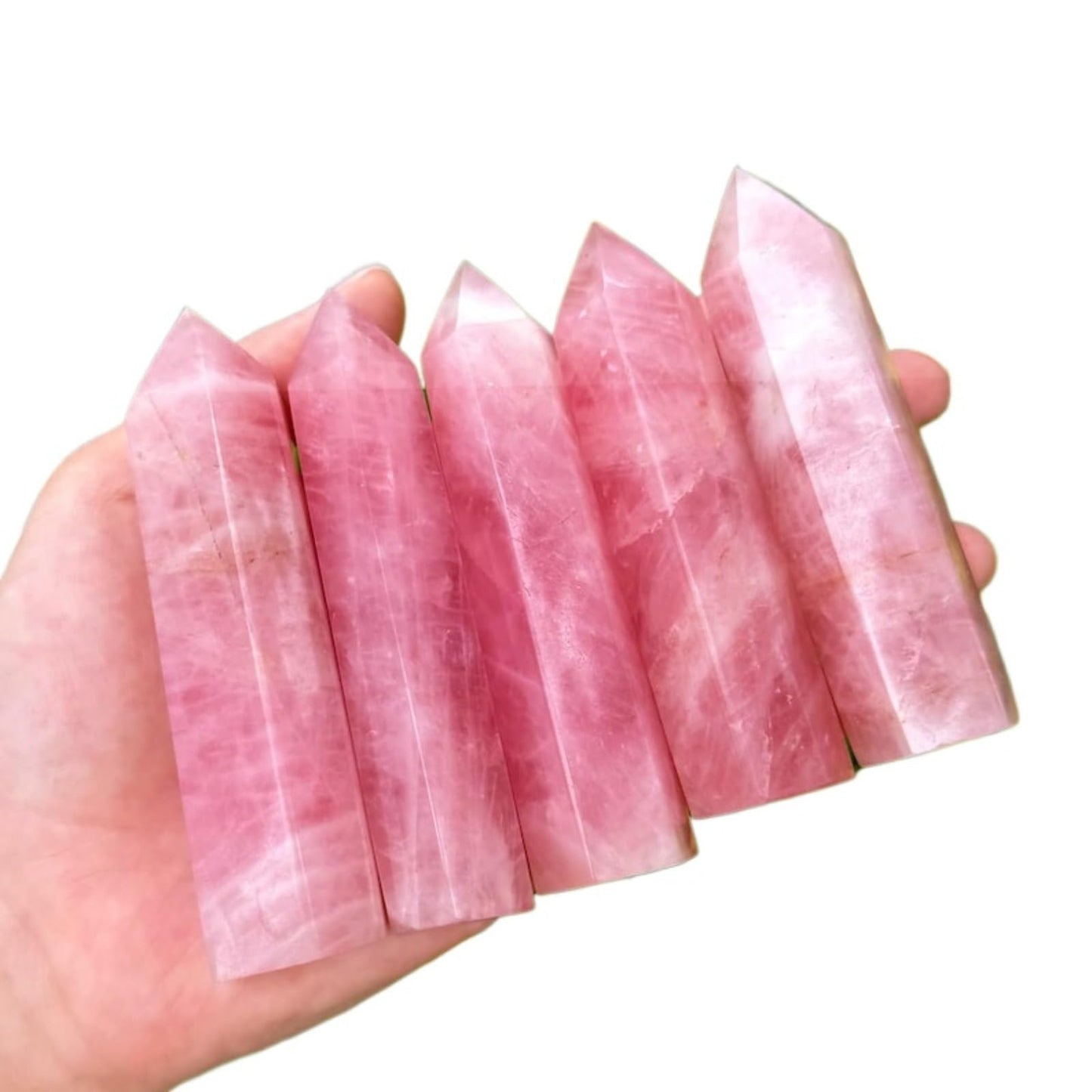 YOUNAIERZX 3-4in Natural Rose Quartz Crystal Tower Point Pink Gemstone Obelisk Heart Chakra Healing Self Love Energy Stone