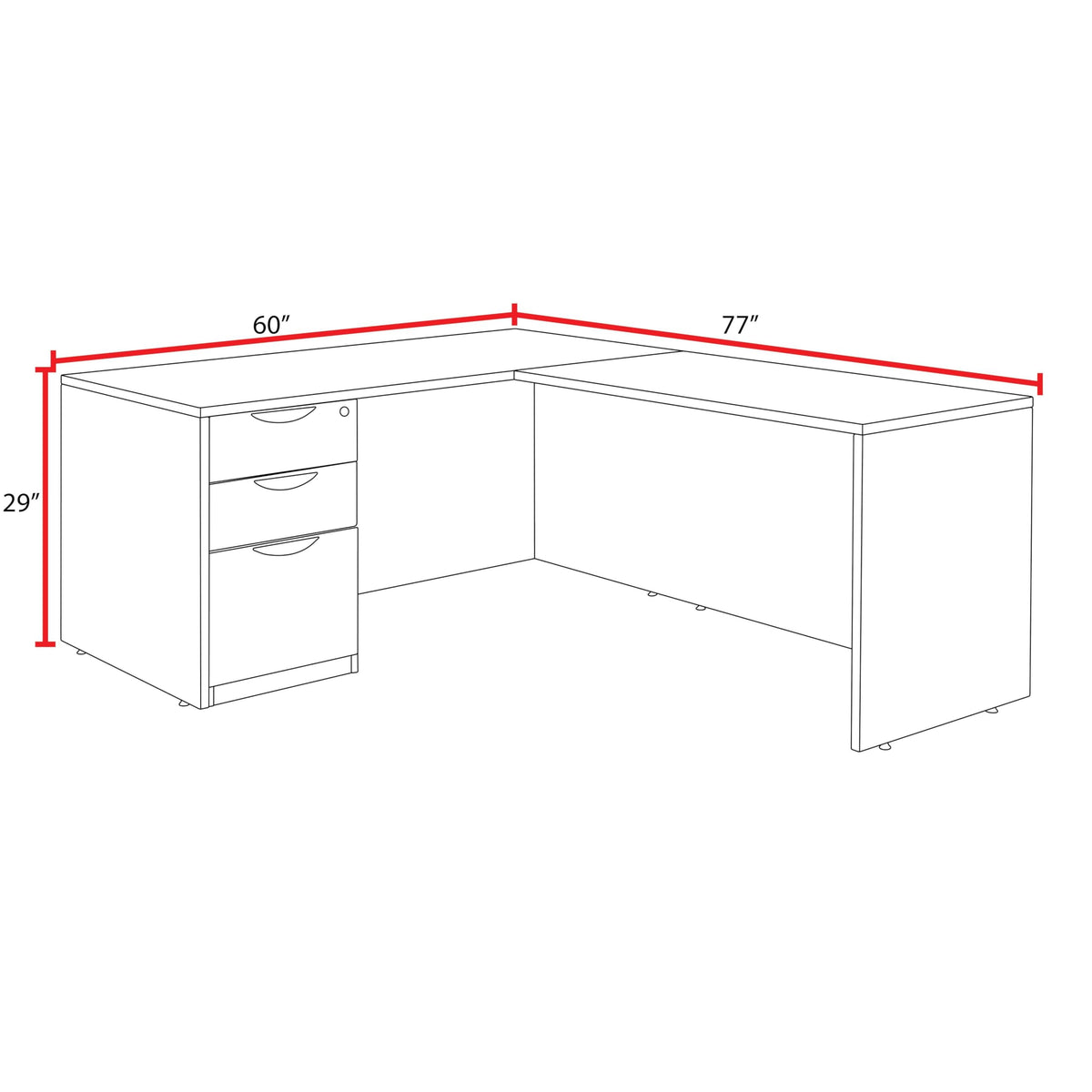 Romig Legacy 60 x 77 in. L Desk with Single Full Pedestal Drawer Unit- Noble Oak