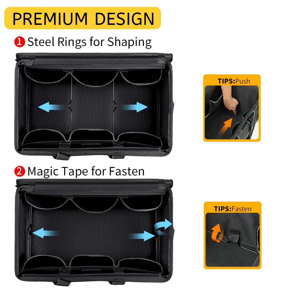 WINHUNT Tool Bag, 19-inch Wide Mouth Tool Organisers, 600 Denier with 6 Interior 8 Exterior Pockets Large Tool Bag for Home DIY & Equipment Storage, Green and Black (19 inch)