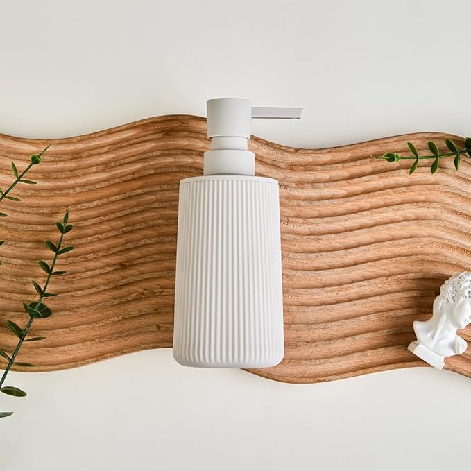 Small Soap Dispenser for Bathroom and Kitchen, Modern Farmhouse Striped Style
