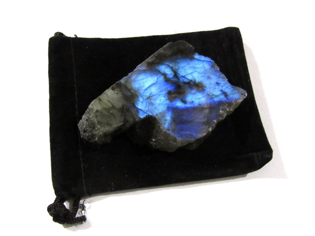 Zentron Crystal Collection: Large Polished Labradorite Slab Ex/A Quality with Velvet Bag