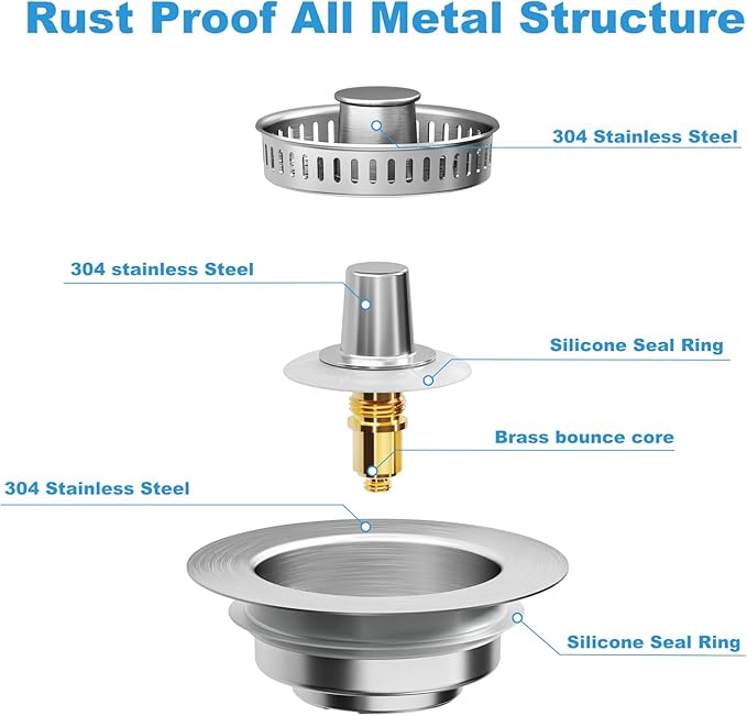 3-in-1 Kitchen Sink Drain Strainer & Stopper