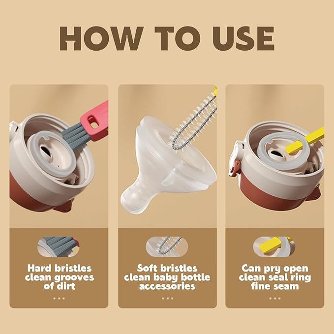 3 in 1 Cup Lid Cleaning Brush, Portable Cup Lid Cleaner