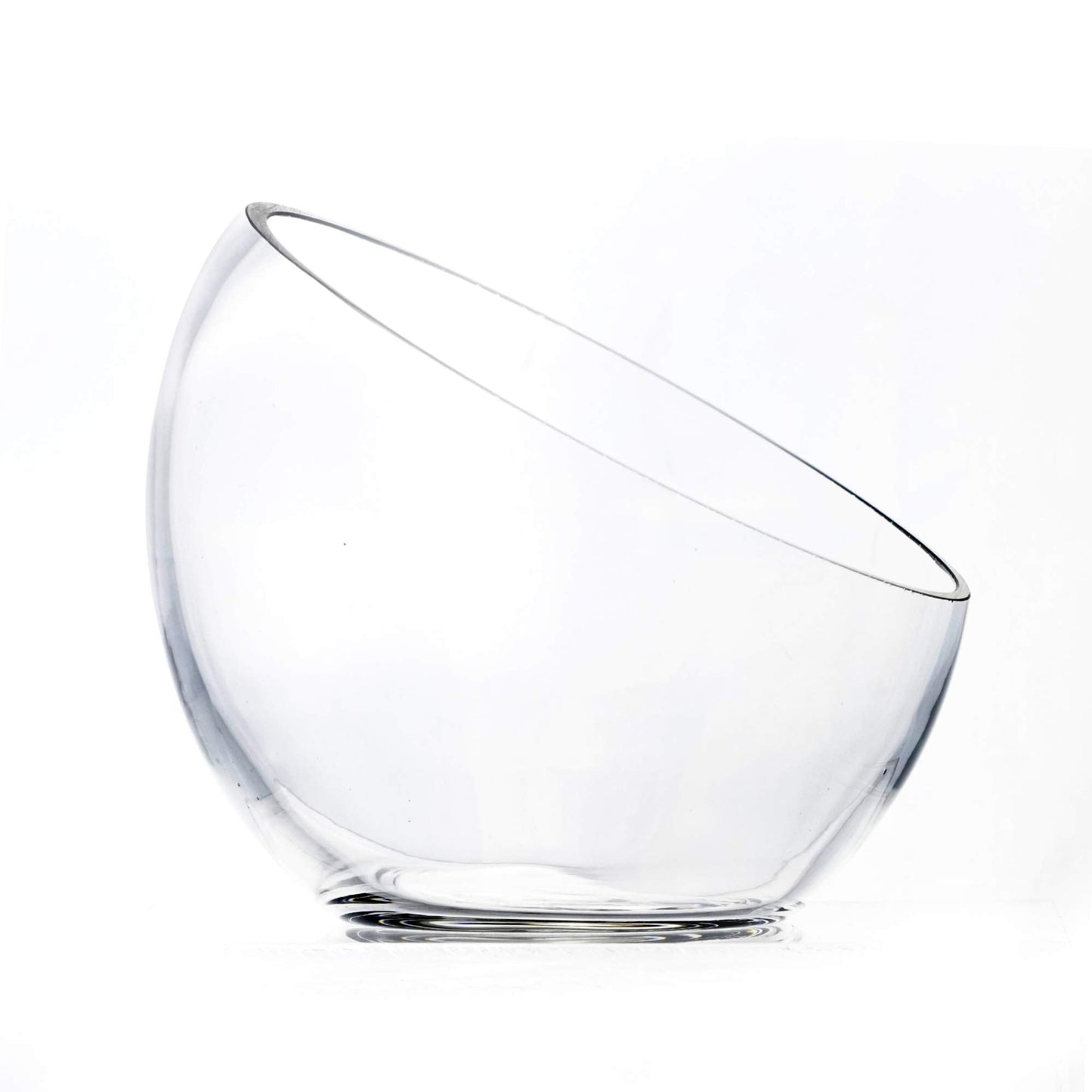CYS EXCEL Glass Slant Cut Bubble Bowl (H-6" W-7") Clear Flower Vase Globe Bowl Terrarium Round Planter Decorative Centerpiece